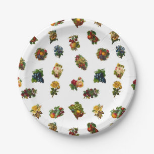  vruchten en bloemen papieren bordje