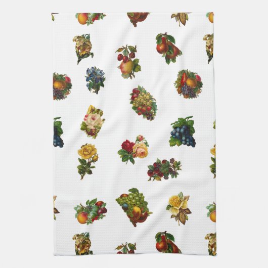  vruchten en bloemen theedoek (Verticaal)