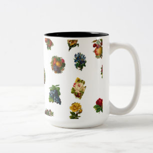  vruchten en bloemen tweekleurige koffiemok