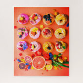 Vruchten en donuterkleurige levensmiddelen legpuzzel (Verticaal)