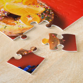 Vruchten en donuterkleurige levensmiddelen legpuzzel (Zijkant)