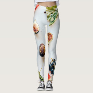 Vruchten en droog voedsel en bladeren patroon leggings