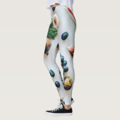 Vruchten en droog voedsel en bladeren patroon leggings (Links)