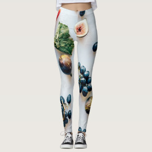 Vruchten en droog voedsel en bladeren patroon leggings