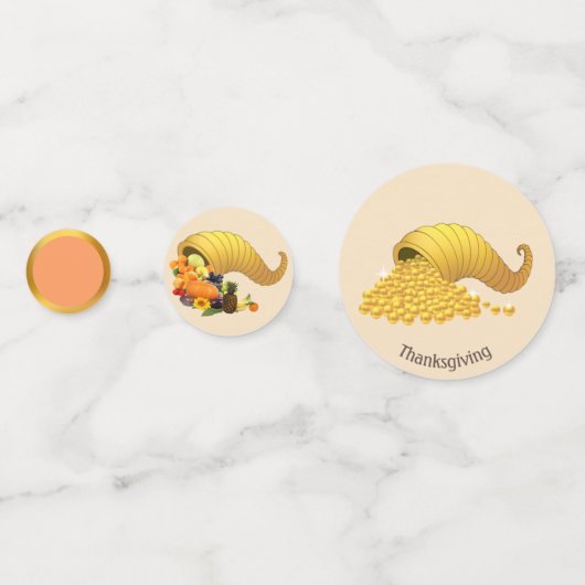 Vruchten en goud op beige Thanksgiving Tabel Confe Confetti (Voorkanten)