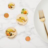 Vruchten en goud op beige Thanksgiving Tabel Confe Confetti (Groep)