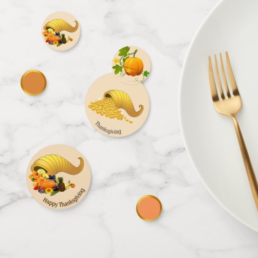 Vruchten en goud op beige Thanksgiving Tabel Confe Confetti (Groep)