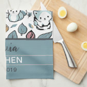 Vruchten en katten theedoek (Quarter Fold)