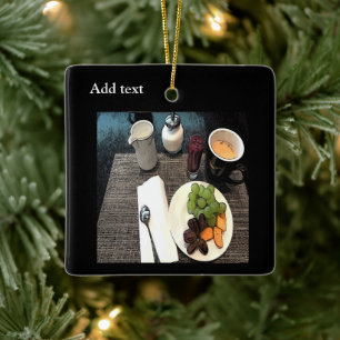 Vruchten en koffie keramisch ornament