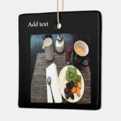 Vruchten en koffie keramisch ornament (Links)
