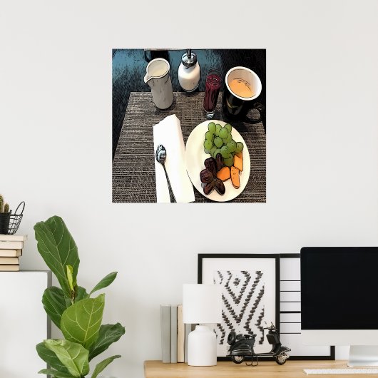 Vruchten en koffie poster (Thuiskantoor)