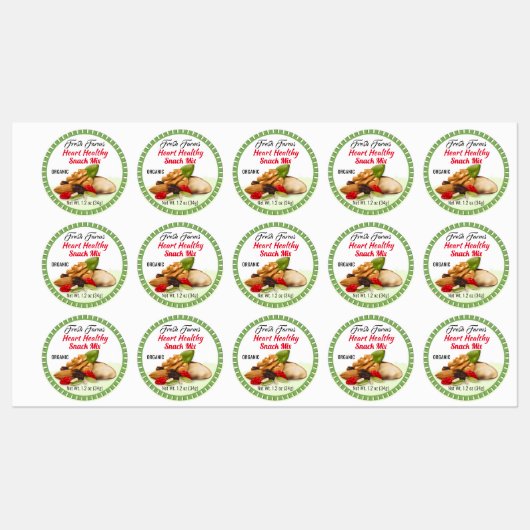 Vruchten- en Nut Snack Mix Canning Labels (Vel)