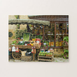 Vruchten- en Veg-kleurrijke Engelse Village Store Legpuzzel