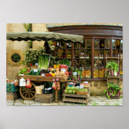 Vruchten- en Veg-kleurrijke Engelse Village Store Poster