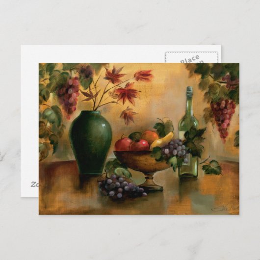 Vruchten en wijn met herfst Hues Briefkaart (Voorkant / Achterkant)