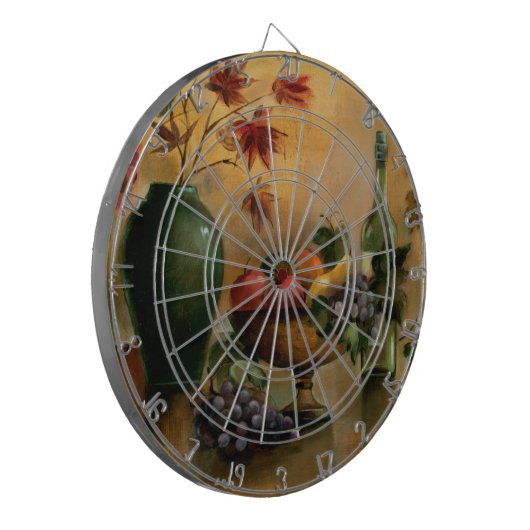 Vruchten en wijn met herfst Hues Dartbord (Voorkant Links)