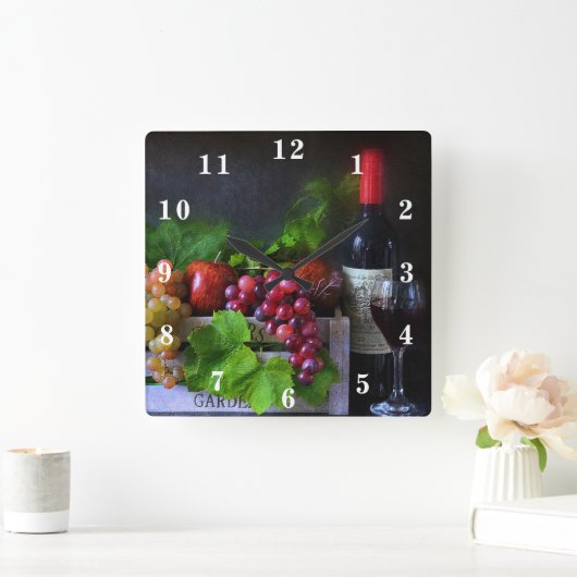 Vruchten en wijn vierkante klok (Huis)