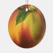 vruchten, gerijpt organisch perzik met leder keramisch ornament (Links)