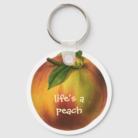 vruchten, gerijpt organisch perzik met leder sleutelhanger (Voorkant)