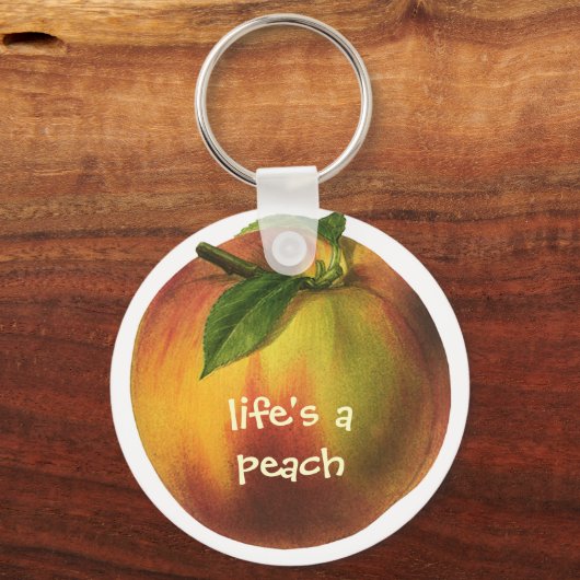 vruchten, gerijpt organisch perzik met leder sleutelhanger (Voorkant)