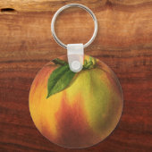  vruchten, gerijpt organisch perzik met leder sleutelhanger (Achterkant)