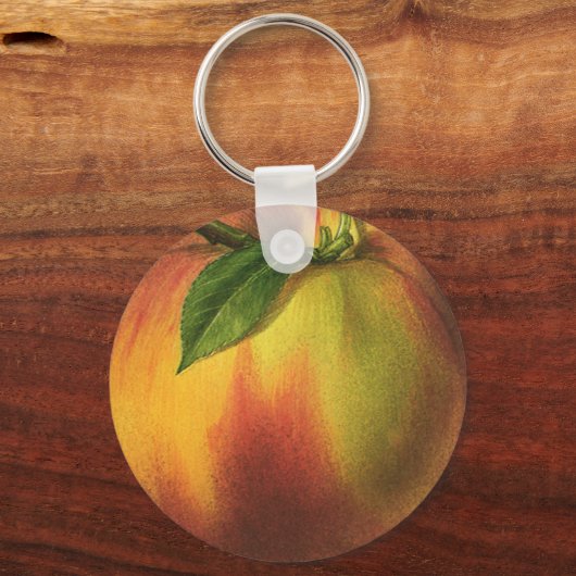 vruchten, gerijpt organisch perzik met leder sleutelhanger (Voorkant)