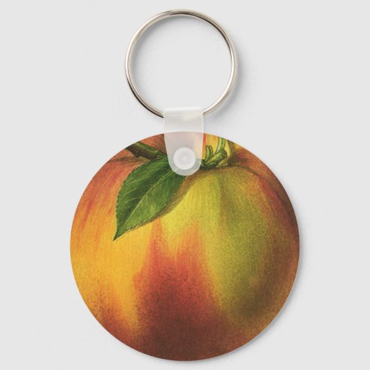 vruchten, gerijpt organisch perzik met leder sleutelhanger (Achterkant)