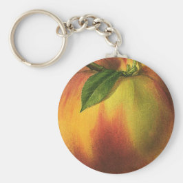  vruchten, gerijpt organisch perzik met leder sleutelhanger