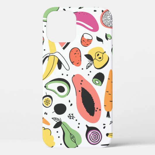 Vruchten, groenten hand getrokken patroon. Case-Mate iPhone case (Achterkant)
