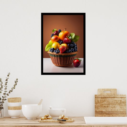 Vruchten in een mandje Poster (Keuken)