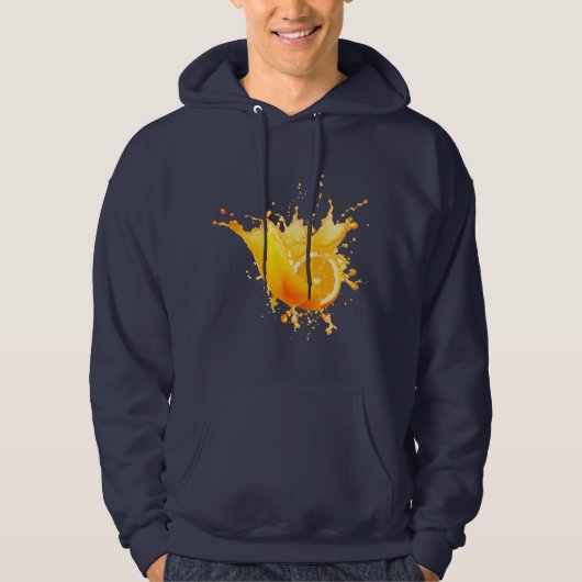 Vruchten in marineblauw en oranje hoodie (Voorkant)