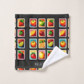 Vruchten in vierkante doos Rood Groen Patroon Bad Handdoek (Wasdoekje)