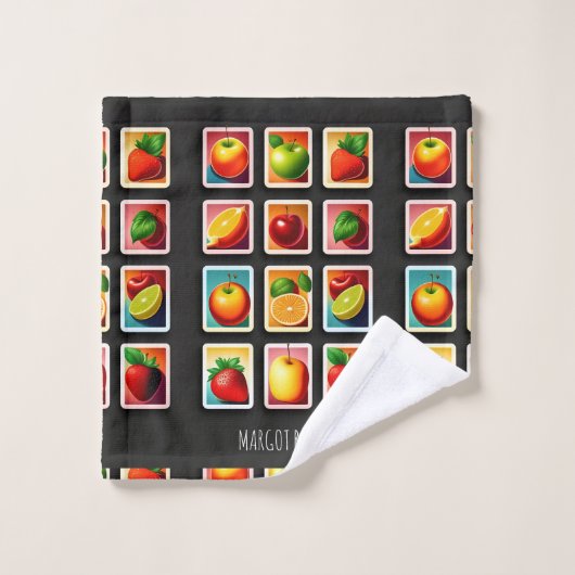 Vruchten in vierkante doos Rood Groen Patroon Bad Handdoek (Wasdoekje)