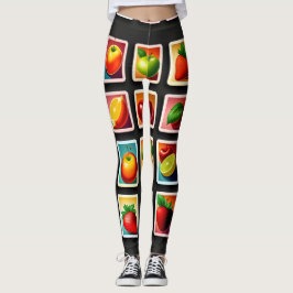 Vruchten in vierkante doos Rood Groen Patroon Leggings