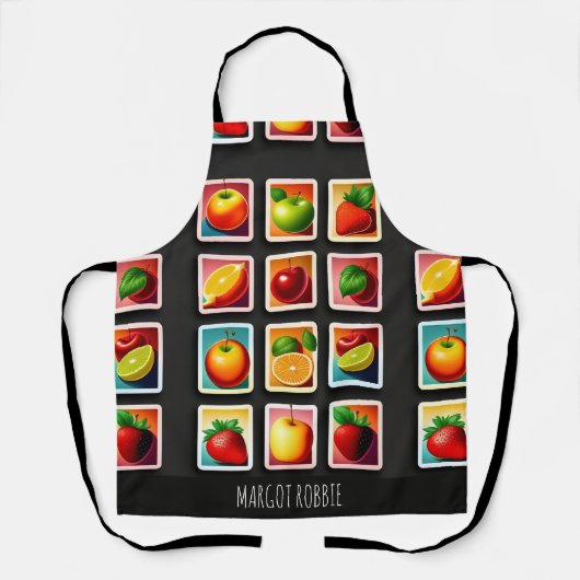 Vruchten in vierkante doos Rood Groen Patroon Schort (Voorkant)