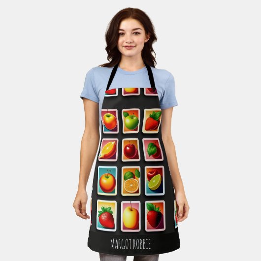 Vruchten in vierkante doos Rood Groen Patroon Schort (Gedragen)