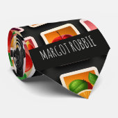 Vruchten in vierkante doos Rood Groen Patroon Stropdas (Opgerold)