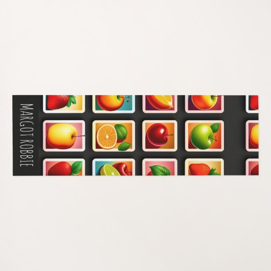 Vruchten in vierkante doos Rood Groen Patroon Yogamat (Achterkant (horizontaal))