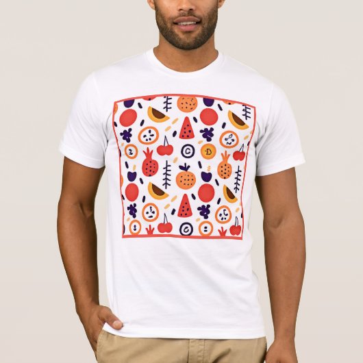 Vruchten Kleurrijke Patroon Art T-shirt (Voorkant)