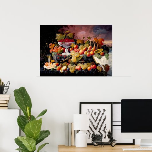Vruchten leven nog steeds in een landschap poster (Thuiskantoor)