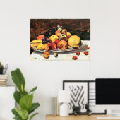 Vruchten leven nog steeds op een witte deken van L Poster (Thuiskantoor)