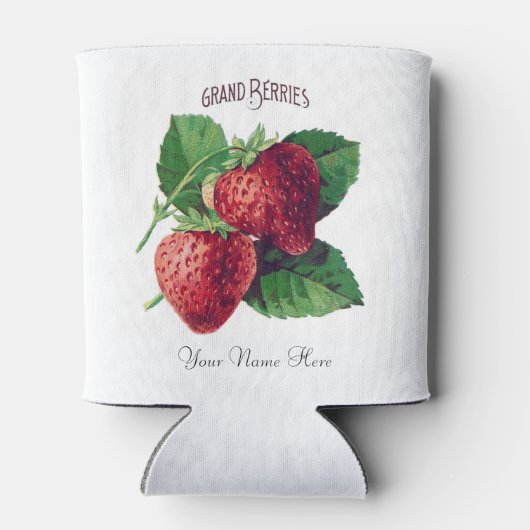 Vruchten met  aardbeibessen Voeg Jouw naam toe Blikjeskoeler (Achterkant)