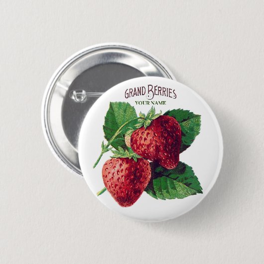 Vruchten met  aardbeibessen Voeg Jouw naam toe Ronde Button 5,7 Cm (Voorkant /achterkant)