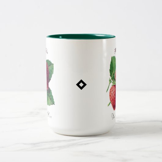 Vruchten met  aardbeibessen Voeg Jouw naam toe Tweekleurige Koffiemok (Center)