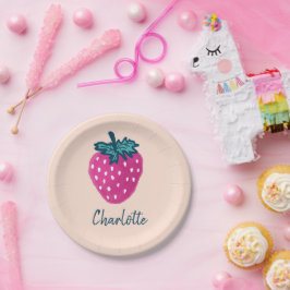 Vruchten met aardbeien papieren bordje