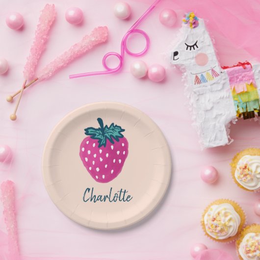 Vruchten met aardbeien papieren bordje (Feest)