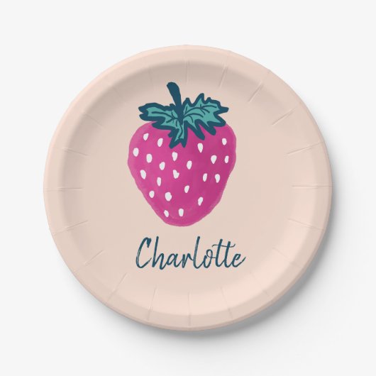 Vruchten met aardbeien papieren bordje (Voorkant)