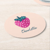 Vruchten met aardbeien ronde kartonnen onderzetter (Gebogen)