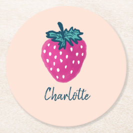 Vruchten met aardbeien ronde kartonnen onderzetter