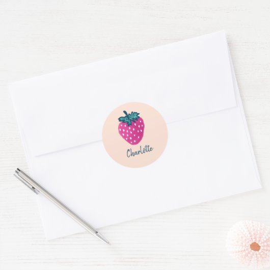 Vruchten met aardbeien ronde sticker (Envelop)